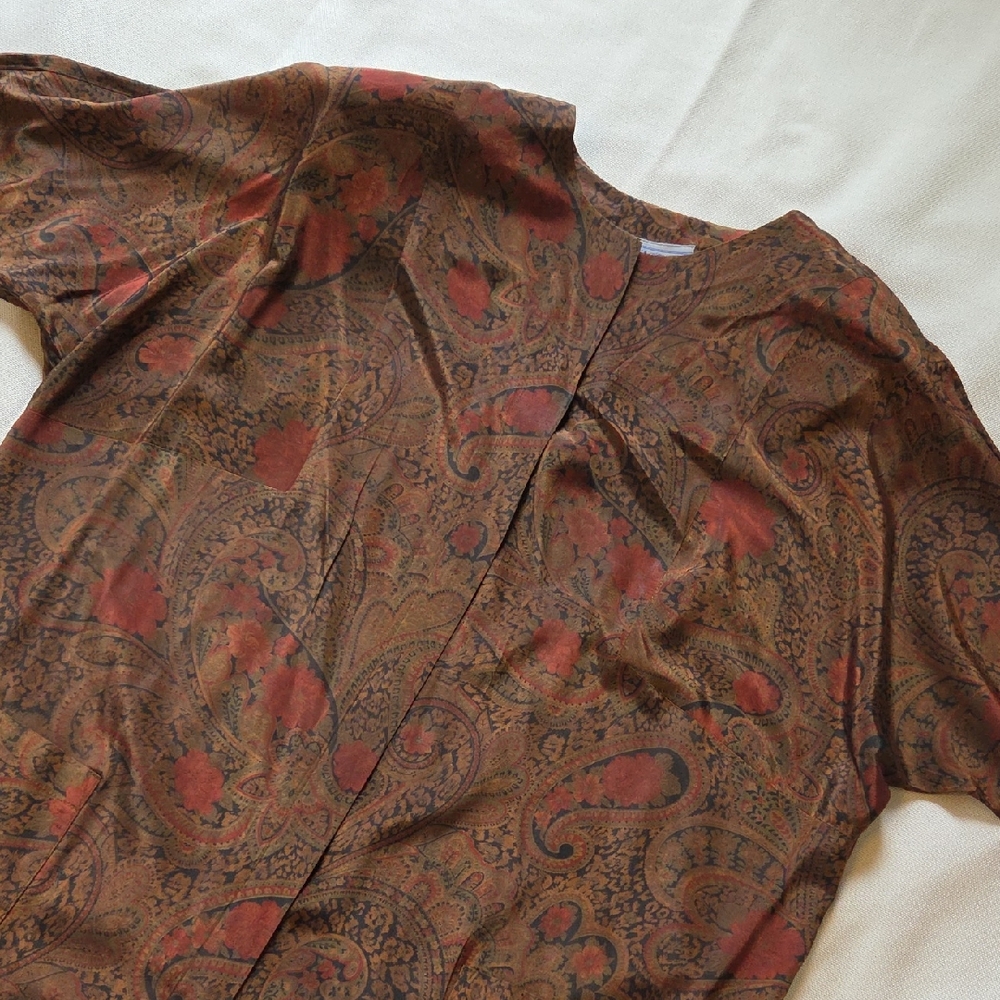 Vintage D.E. Frantoria Paisley Women's Tunic Button Down Blouse Size 22 USA Made